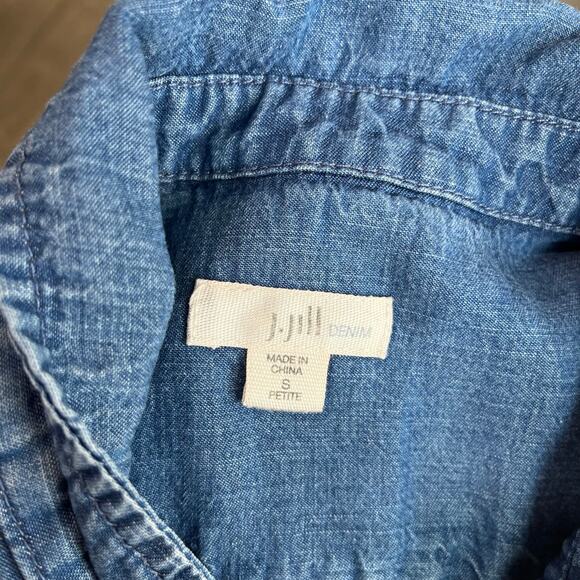 J Jill Denim Chambray Shirt Dress Petite Tencel Linen Blend Size S Petite - Picture 7 of 8